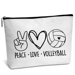 AWSICE Volleyball Kosmetiktasche, Peace Love Volleyball Geschenke für Dentisit, Geburtstagsgeschenke für Frauen Schwester Ihr Trainer Mädchen Teens-B26, Weiss/opulenter Garten von AWSICE