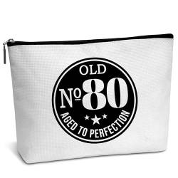 Lustige Make-up-Tasche, Old 80 Aged To Perfection, Geschenke für Frauen, Geschenk zum 80. Geburtstag für Frauen, Mutter, Oma, Besties-B41, Weiss/opulenter Garten von AWSICE