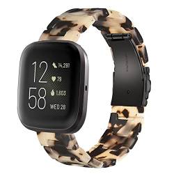 AWSMOR Kompatibel mit Fitbit Versa 2/Versa/Versa Lite Armband Damen Herren Kunstharz Armband mit Metall Edelstahl Schnalle Ersatz für Fitbit Versa 2 Smartwatch (Kuhmuster) von AWSMORE