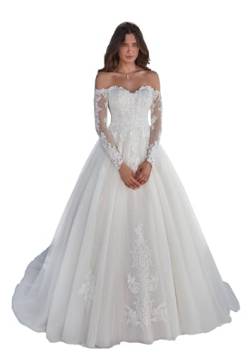 AWUPBDKR Beyonddress Women's Lace Wedding Dress Wedding Dresses V-Neck Appliques Registry Office Bridal Fashion Wedding Dresses, White 12, 40 von AWUPBDKR