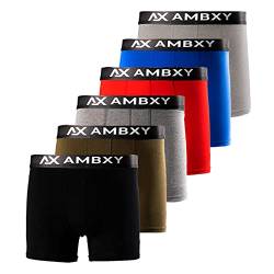 Ambxy Boxershorts Mehrfarbig,Herren Baumwolle (6er Pack) Unterwäsche, Unterhosen Männer, kein Kratzenden Zettel (Gr.L) von AX AMBXY