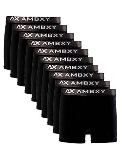 Ambxy Boxershorts Schwarz,Herren Baumwolle (10er Pack) Unterwäsche, Unterhosen Männer, kein Kratzenden Zettel (Gr.M) von AX AMBXY