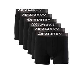 Ambxy Boxershorts Schwarz,Herren Baumwolle (6er Pack) Unterwäsche, Unterhosen Männer, kein Kratzenden Zettel (Gr.L) von AX AMBXY