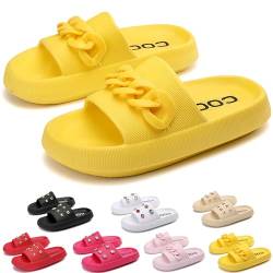 AX BOXING Badelatschen Damen Sommer Schlappen Rutschfest Plattform Badeschlappen Weich Hausschuhe Indoor Outdoor Slippers Größe 36-41 EU(Gelb03,39 EU) von AX BOXING