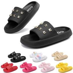 AX BOXING Badelatschen Damen Sommer Schlappen Rutschfest Plattform Badeschlappen Weich Hausschuhe Indoor Outdoor Slippers Größe 36-41 EU(Schwarz,36 EU) von AX BOXING