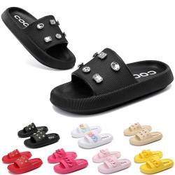 AX BOXING Badelatschen Damen Sommer Schlappen Rutschfest Plattform Badeschlappen Weich Hausschuhe Indoor Outdoor Slippers Größe 36-41 EU(Schwarz04,38 EU) von AX BOXING