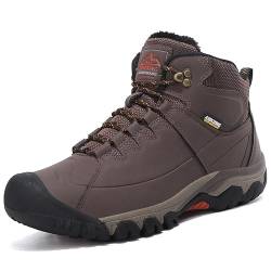 AX BOXING Winterschuhe Herren Gefüttert Outdoor Wanderstiefel Warme Schneestiefel Winterstiefel 41-46 EU (4_Dunkel braun, 44 EU) von AX BOXING