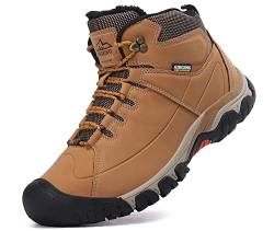 AX BOXING Winterschuhe Herren Gefüttert Outdoor Wanderstiefel Warme Schneestiefel Winterstiefel 41-46 EU (4_Gelb, 43 EU) von AX BOXING