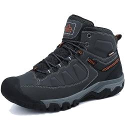 AX BOXING Winterschuhe Herren Wanderschuhe Warm Gefüttert Wanderstiefel Winterstiefel Draussen Rutschfeste Schneestiefel Trekkingschuhe 41-46 EU (1_Grau, 43 EU) von AX BOXING