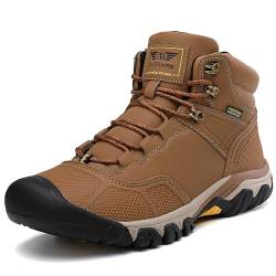 AX BOXING Winterschuhe Herren Wanderstiefel Warm Gefüttert Wanderschuhe Winterstiefel Draussen Rutschfeste Trekkingstiefel 41-46 EU(Gelb_2184, 43 EU) von AX BOXING