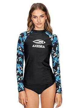 AXESEA Damen Rashguard Langarm Active Top UPF 50+ Rashguard Swim Shirt Surf Bademode, Steinbock, Medium von AXESEA