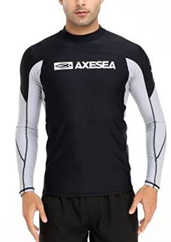AXESEA Herren-Badeanzug, langärmlig, schnelltrocknend, LSF 50+, leicht, mit Rash Guard, Spleißgrau, XX-Large von AXESEA