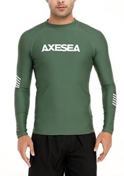 AXESEA Rashguard für Herren, langärmelig, LSF 50+, Rashguard, Schwimmshirt, athletisches Schwimmshirt, Dunkelgrün glänzend, Small von AXESEA