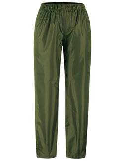 AXESQUIN Regenhose Damen, Wasserdicht Atmungsaktiv Regenhose für Damen Winddicht Draussen Fahrrad Wandern Frauen Hose Olive XXL von AXESQUIN