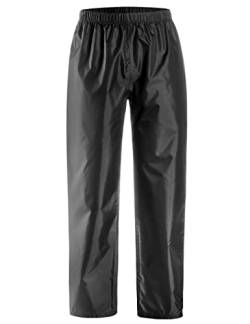 AXESQUIN Regenhose Herren Wasserdicht Atmungsaktiv Leichte Fahrrad überhose Winddicht Outdoorhose Wanderhose überziehhose-Schwarz 3XL von AXESQUIN