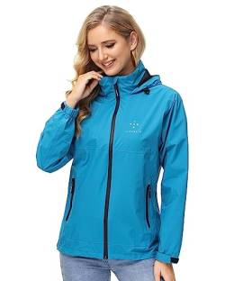 AXESQUIN Regenjacke Damen, Regenjacke Damen Wasserdicht Atmungsaktiv Leichte Regenjacke Fahrrad Damen mit Kapuze Wandern Reisen Treking von AXESQUIN