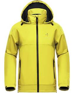 AXESQUIN Regenjacke Herren Wasserdicht Atmungsaktiv Leichte Regenmantel mit Kapuze Packbar Windbreaker Winddicht Outdoorjacke für männer-Gelb M von AXESQUIN