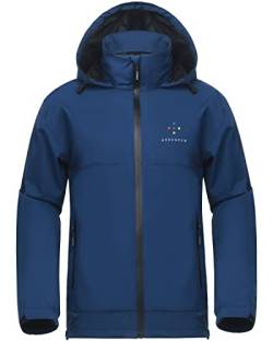 AXESQUIN Regenjacke Herren Wasserdicht Atmungsaktiv Leichte Regenmantel mit Kapuze Packbar Windbreaker Winddicht Outdoorjacke für männer-Navy Blau XL von AXESQUIN