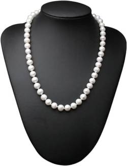 AXHNGUQB Ketten für Damen Echte natürliche Süßwasser-Perlenkette in der Nähe von runden Frauen, klassische weiße 925-Silber-Perlenkette (Color : 10-11mm, Size : 40cm) von AXHNGUQB