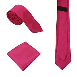 Axman Schmale Krawatte und Einstecktuch, polierte Optik, elegant und lässig, rosarot, One size von AXMAN