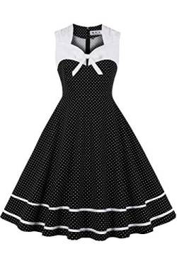 AXOE Damen Petticoat Kleid Rockn Roll Abendkleid 50er Jahre Knielang Schwarz Weiß Punkte Gr.38, M von AXOE
