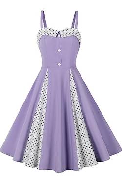 AXOE Damen Trägerkleid Cocktailkleid Elegant für Hochzeit Sommer Kleid Midi Violett, Gr.38, L von AXOE