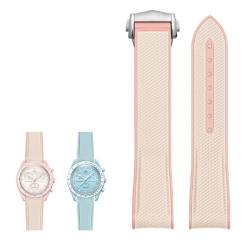 AXPTI Gummi-Silikon-Uhrenarmband, 20 mm, Uhrenarmband für Omega X Swatch Joint MoonSwatch Celestial Sports Curved End Uhren Band (Farbe: Rosa, Größe: 20 mm) von AXPTI