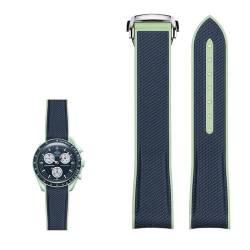 AXPTI Gummi-Silikon-Uhrenarmband, 20 mm, Uhrenarmband für Omega X Swatch Joint MoonSwatch Celestial Sports mit gebogenem Ende, 20 mm, Achat von AXPTI