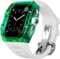 AXPTI Uhrenarmband, 44 mm, 45 mm, transparentes Uhrengehäuse, Fluorkautschuk, für Apple Watch 8, 7, 6, 5, 4, SE-Serie, Sportarmband, Ersatzzubehör, 45 mm, Achat von AXPTI
