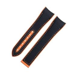 AXPTI Uhrenarmband für Omega Seamaster 600, 21 mm, weiches FKM Fluorkautschuk, Nylon-Textur, Vollgummi-Uhrenarmband, Faltschließe für 43,5 mm Zifferblatt, 21 mm, Achat von AXPTI