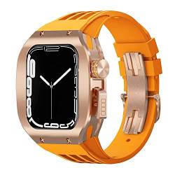 AXPTI Uhrengehäuse aus Titanlegierung, Fluorkautschuk, Modifikationsset, für Apple Watch 8, 7, 6, 5, 4, SE, 45 mm, 44 mm, Ersatz-Uhrenarmband-Set, 45 mm, Achat von AXPTI