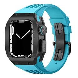 AXPTI Uhrengehäuse aus Titanlegierung, für Apple Watch, 45 mm, 44 mm, Luxus-Mod-Kit, Fluoro-Gummi-Uhrenarmband, für iWatch 8, 7, SE, 6, 5, 4, Modifikationsset, 44mm, Achat von AXPTI