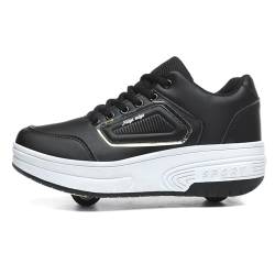 AXUIUVXZ Laufschuhe mit Rollen, Turnschuhe, einziehbare technische Skateboard-Schuhe, modische Skateboard-Schuhe, Rollschuhe, Outdoor-Training, Kinder, Teenager, black-42EU von AXUIUVXZ