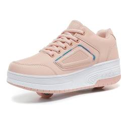 AXUIUVXZ Laufschuhe mit Rollen, Turnschuhe, einziehbare technische Skateboard-Schuhe, modische Skateboard-Schuhe, Rollschuhe, Outdoor-Training, Kinder, Teenager, pink-39EU von AXUIUVXZ