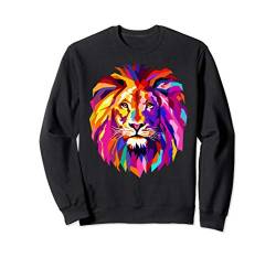 Cooles Löwenkopf-Design mit hellem buntem Sweatshirt von AXZ Tee Lion Serie