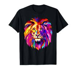 Cooles Löwenkopf-Design mit hellem buntem T-Shirt von AXZ Tee Lion Serie
