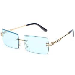 AXZ Klassische Sonnenbrille, ohne Rahmen, rechteckig, modisch, ohne Rahmen, quadratisch, Bonbons, Farbe UV400, Schutz für Brille, Damen und Herren, blau, von AXZ