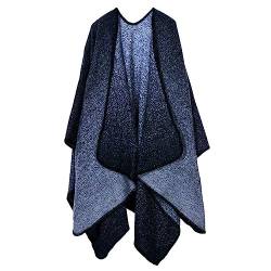 AXZDTH Damen Schal Wrap Poncho Vintage übergangsjacke Farbblocking Schal Wrap Open Front Poncho Übergroße Outwear Winterdecke Elegant Cape Coat Cardigan Pullover Decke für Frühling Herbst Winter von AXZDTH