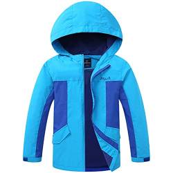 AXZDTH Kinder Jungen Softshelljacke Jacke mit Fleecefutter Regenjacke Gefüttert Funktionsjacke Windjacke Outdoorjacke Regenmantel mit Kapuze Trekkingjacke für Herbst Frühling von AXZDTH