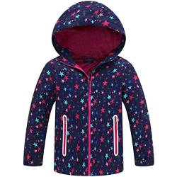 AXZDTH Kinder Mädchen Softshelljacke Karikatur wasserdichte Jacke Kinder Einhorn Regenjacke Gefüttert Windjacke Outdoorjacke Regenmantel mit Kapuze Übergangsjacke für Herbst Frühling von AXZDTH