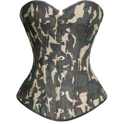 AYAZER Sexy Camouflage-Overbust-Korsett-Oberteil für Frauen, Gothic-Taillenmieder, Body-Shaper, Schnür-Bustier, Dessous, Army-Girl-Kostüme-Camouflage-M von AYAZER