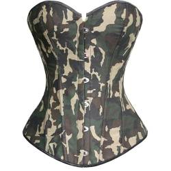 AYAZER Sexy Camouflage-Overbust-Korsett-Oberteil für Frauen, Gothic-Taillenmieder, Body-Shaper, Schnür-Bustier, Dessous, Army-Girl-Kostüme-Camouflage-XL von AYAZER