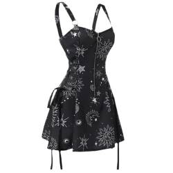 Dunkles Gothic-Damenkleid mit Karomuster, hohe Taille, schmale Passform, Retro-Punk, Harajuku, Lolita, ärmellos, Streetwear, sexy A-Linie, Minikleid, Stil 1-S von AYAZER