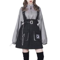 Gothic Punk Minikleid Damen Streetwear Frühlingsmode Goth Harajuku Kleid Egirl Langarm Koreanischer Stil – AS PIC-S von AYAZER