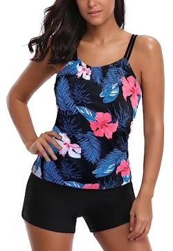 AYEEBOOY Frauen Plus Size Floral Halfter Tankini Set mit Boyshort zweiteiligen Badeanzug(18Blackrfp,2XL) von AYEEBOOY