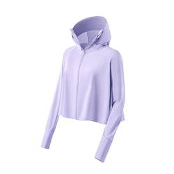 AYFES Damen UPF 50+ Sommerjacke UV-Schutz Langarmshirt UV-beständiger Hoodie Leichte Kapuzenjacke Sonnenschutz Jacke Zip Sonnenhemd für Wandern, Laufen, Training von AYFES