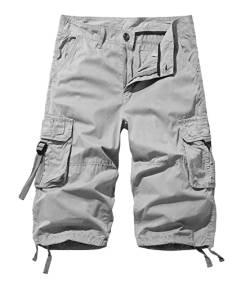 AYG Cargo 3/4 Hose Herren Bermuda Cargo Shorts Vintage Männer Capri Kurze Sommerhosen von AYG