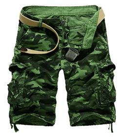 AYG Cargo Shorts Herren Sommer Kurze Hosen Camo Bermuda Short(Grün Camo, 32) von AYG