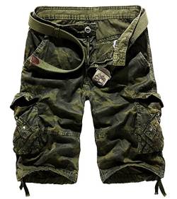 AYG Cargo Shorts Herren Sommer Kurze Hosen Camo Bermuda Short(Grün Camo 1, 32) von AYG