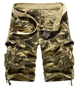 AYG Cargo Shorts Herren Sommer Kurze Hosen Camo Bermuda Short(Khaki Camo,30) von AYG